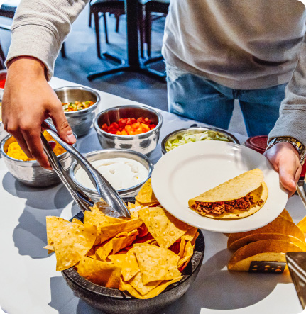 Build-your-own tacos catering spread